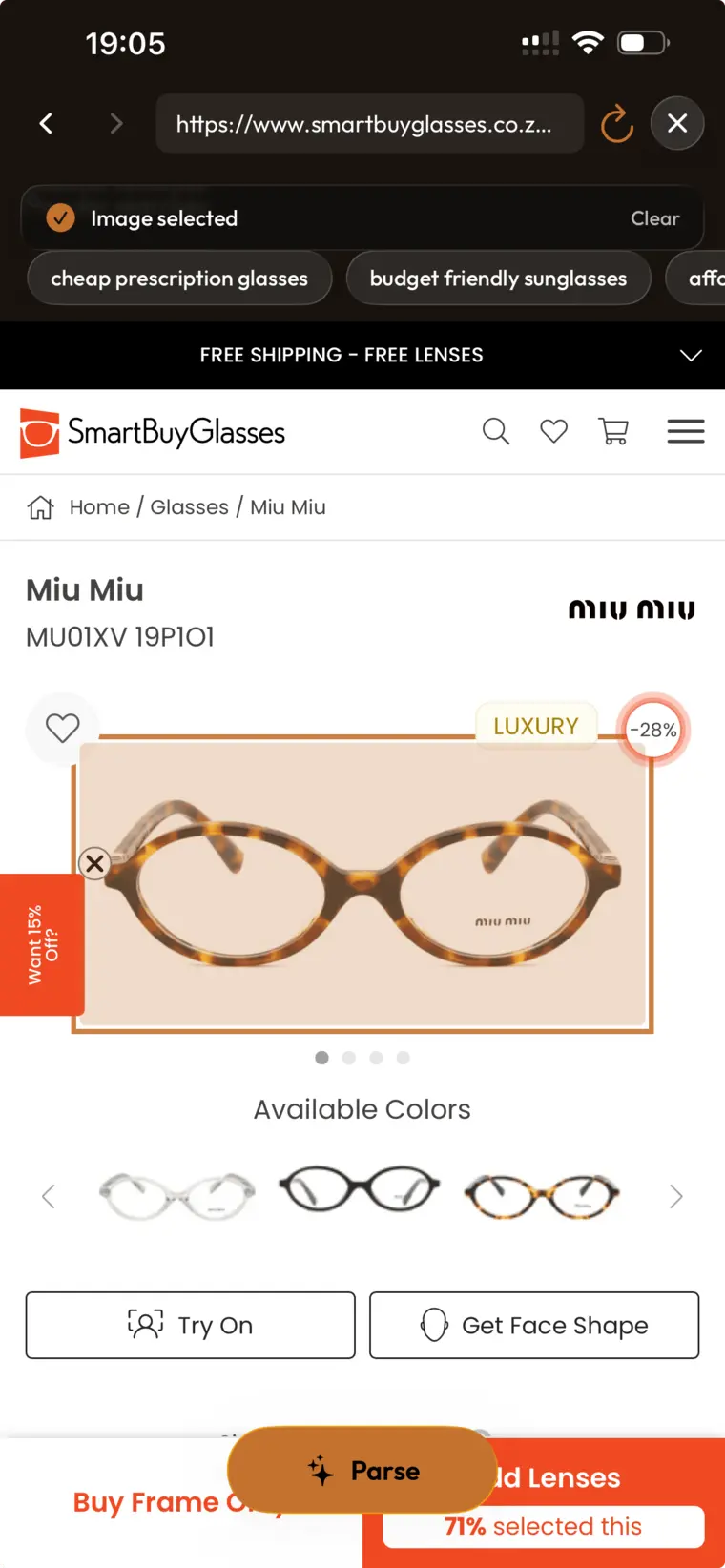 Importing glasses from any eyewear brand via URL